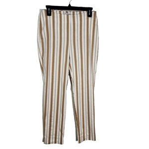 Chico's So Slimming Ankle Pant Size 00R US 2 White Neutral Brigitte Shine Stripe